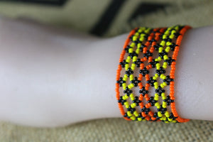 Art# K227  3+ inch. Original Kayapo Traditional Peyote stitch Beaded Bracelet from Brazil.